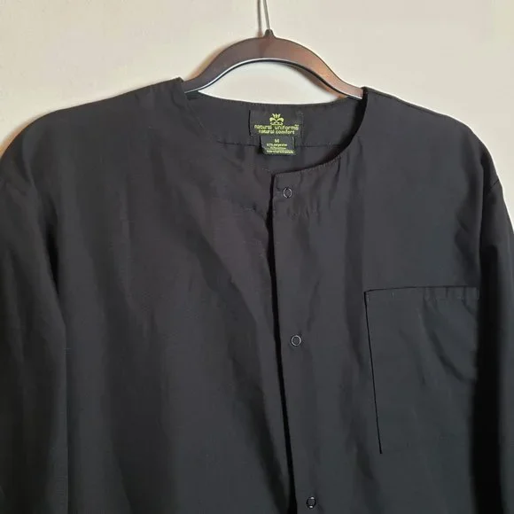 Natural Uniforms Black Snap Button Down Scrub Jacket Coat Medium - Picture 2 of 6